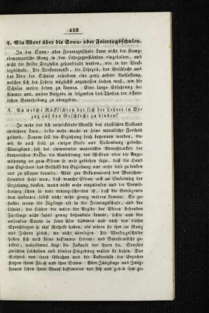 ¬Ein¬ Wort über die Sonn- und Feiertagsschulen