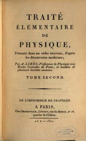 Traité Élémentaire De Physique : présenté dans un ordre nouveau, d'après les découvertes modernes. 2
