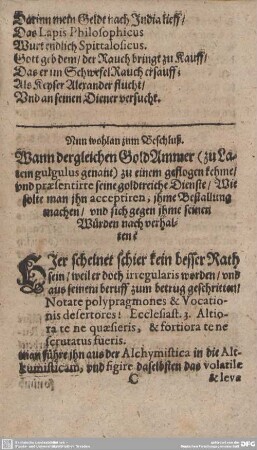Nun wohlan zum Beschluß.