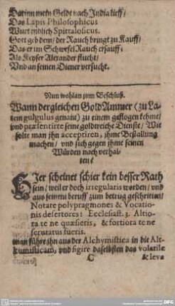 Nun wohlan zum Beschluß.