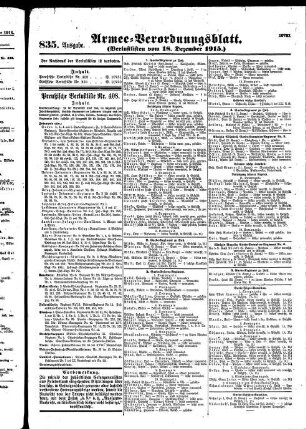 835. Ausgabe. Samstag, 18. Dezember 1915