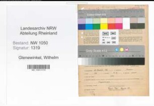 Entnazifizierung Wilhelm Glenewinkel , geb. 27.12.1893 (Finanzbeamter)