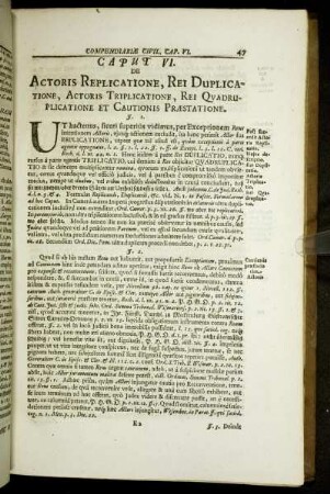 Caput VI. De Actoris Replicatione, Rei Duplicatione, Actoris Triplicatione, Rei Quadruplicatione Et Cautionis Prætatione.