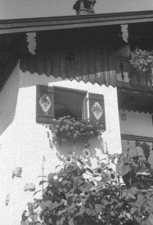 Seehausen: Blumenfenster eines Bauernhauses