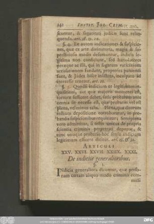 Articuli XXV. XXVI. XXVII. XXIIX. XXXI. De indiciis generalioribus.