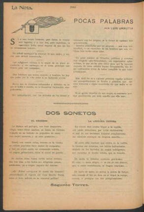 Dos sonetos : El regreso [y] La anciana devota