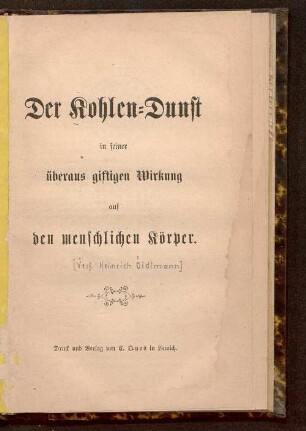 Der Kohlen-Dunst in seiner überaus giftigen Wirkung auf den menschlichen Körper