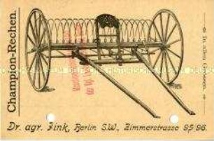 Werbekarte über Pferderechen