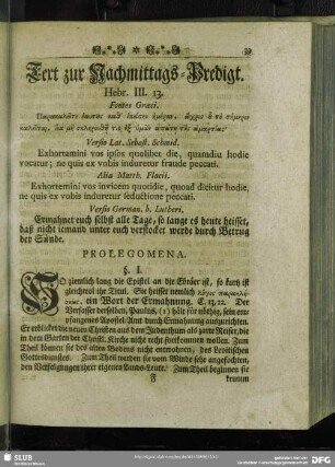 [Erklärung der Nachmittags-Predigt, Hebr. III. 13]