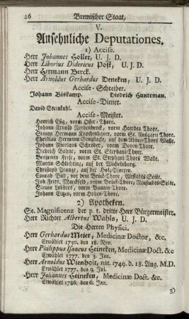 V. Ansehnliche Deputationes.