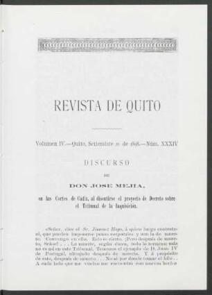 Núm. XXXIV - Quito, Septiembre 10 de 1898