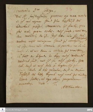 Brief von August Hermann Francke an Joachim Lange.