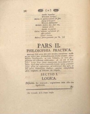 Pars II. Philosophia practica.