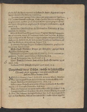 Verzeichnüß derer Bücher/ welche in Leipzigischer Ostermeß 1656. ausgangen/ ...