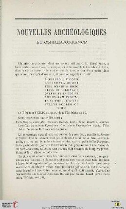 Nouvelles archéologiques et correspondance