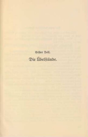 Erster Teil. Die Übelstände