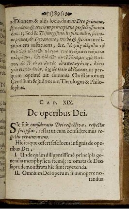 Cap. XIX. De operibus Dei