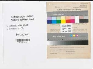Entnazifizierung Karl Hotze , geb. 18.06.1902 (Maschinenschlosser)