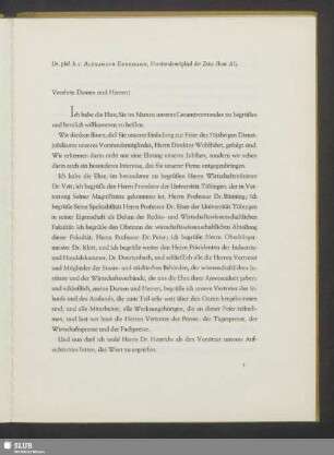 [Festrede Alexander Ernemann, Vorstandsmitglied der Zeiss Ikon AG]
