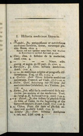 1-25, I. Historia medicinae literaria.