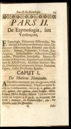 Pars II. De Etymologia, seu Veriloquio