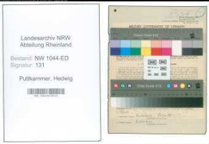 Entnazifizierung Hedwig Puttkammer , geb. 02.02.1903 ()