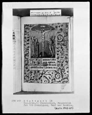Lateinisch-französisches Stundenbuch — Kreuzigung, Folio 120recto