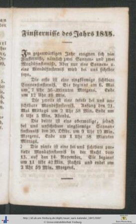 Finsternisse des Jahres 1845.