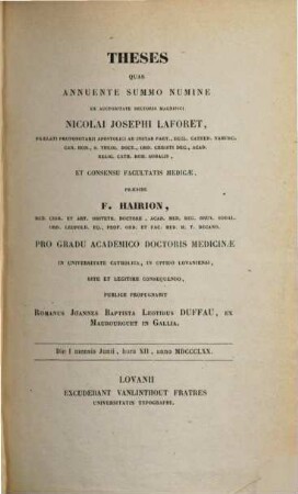 Theses. 1869/70, Fac. medica
