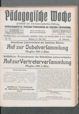 Westfälischer Provinzialverein des Katholischen Lehrerverbandes : Aufruf
