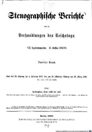 Verhandlungen des Reichstages. Stenographische Berichte. 102. 1887/88