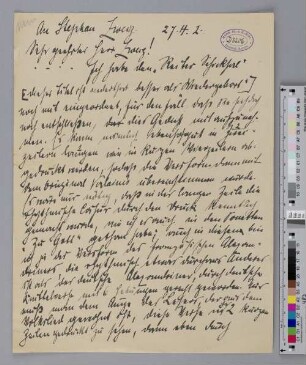 Brief an Stefan Zweig