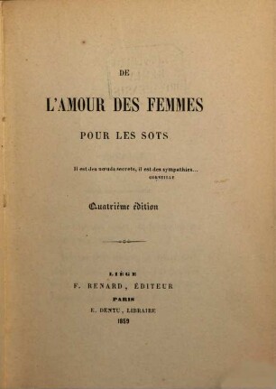 De l'amour des femmes pour les sots