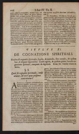 Titulus XI. De Cognatione Spirituali