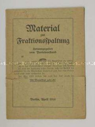 Parteiinternes Informationsmaterial der SPD zur Frage der Haltung zum Krieg
