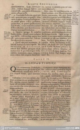CAPUT II. De LOCO ut & TEMPORE.