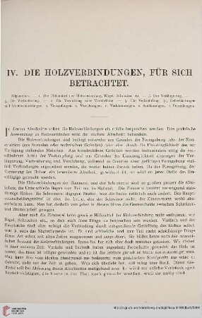 IV. Die Holzverbindungen, für sich betrachtet.