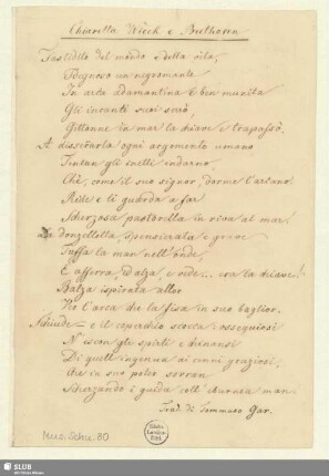 80: Chiaretta Wieck e Beethoven - Mus.Schu.80 : [Widmungsgedicht]