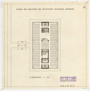 Hochschulbibliothek, Karlsruhe Neubau: Vorprojekt: Neubau der Bibliothek. Grundriss 7.OG, 1:200