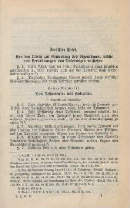 Zwölfter Titel. Von den Titeln zur Erwerbung des Eigenthums, welche aus Verordnungen von Todeswegen entstehen.