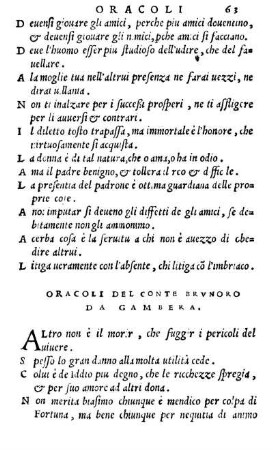 Oracoli Del Conte Brvnoro Da Gambera.