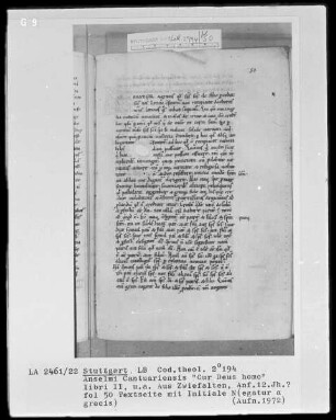 Anselmus Cantuariensis - Cur Deus homo — Initiale N (egatur a grecis), Folio 50 recto