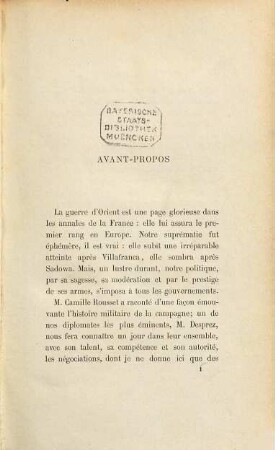 La Prusse et son roi pendant la guerre de Crimée : Souvenirs diplomatiques