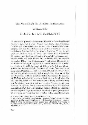 Zur Morphologie der Wortarten im Deutschen