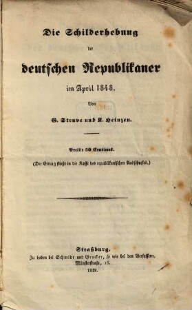 Die Schilderhebung der deutschen Republikaner im April 1848