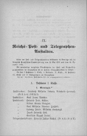 IX. Reichs-Post- und Telegraphen-Anstalten