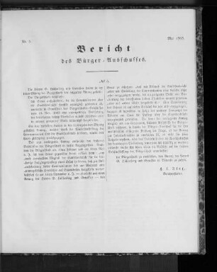 Nr. 5. Berichte des Bürger=Ausschusses. Mai 1863.