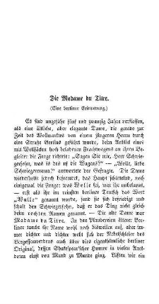 Die Madame du Titre. (Eine berliner Erinnerung)
