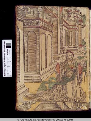 Vornehme Frau, in einem Tempel kniend und betend.