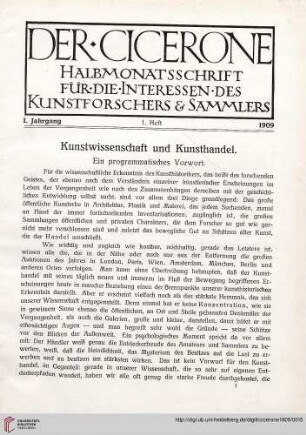Kunstwissenschaft und Kunsthandel. Ein programmatisches Vorwort